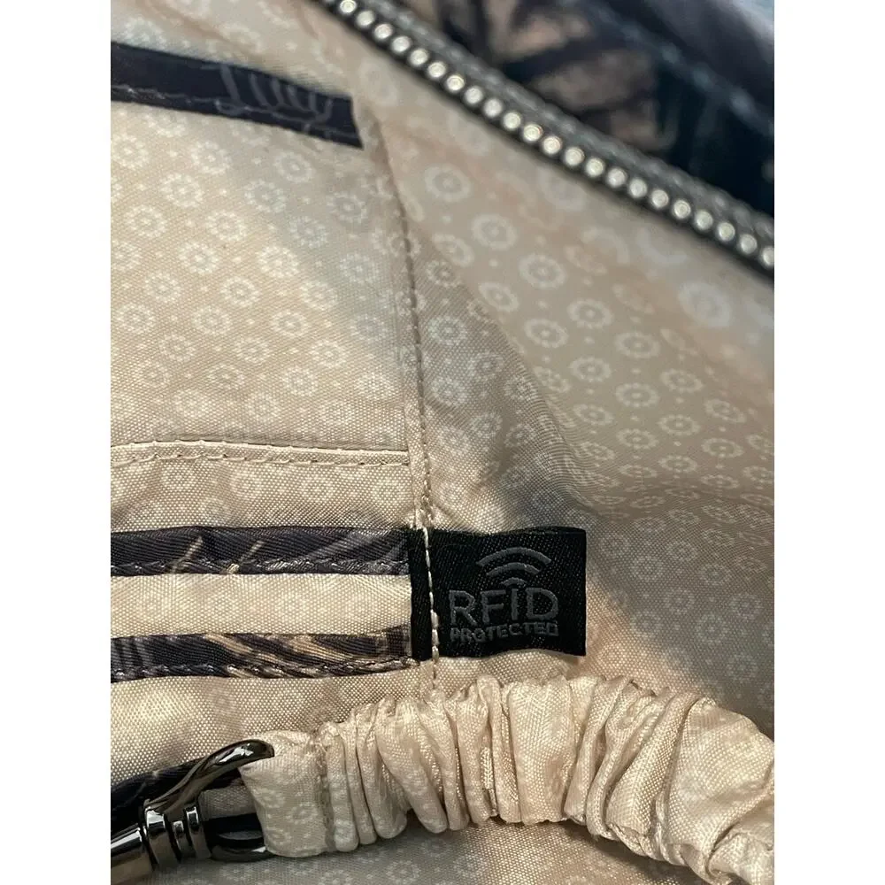 Adagio quilted bubble adjustable crossbody by LUG in Tropical Fog RFID